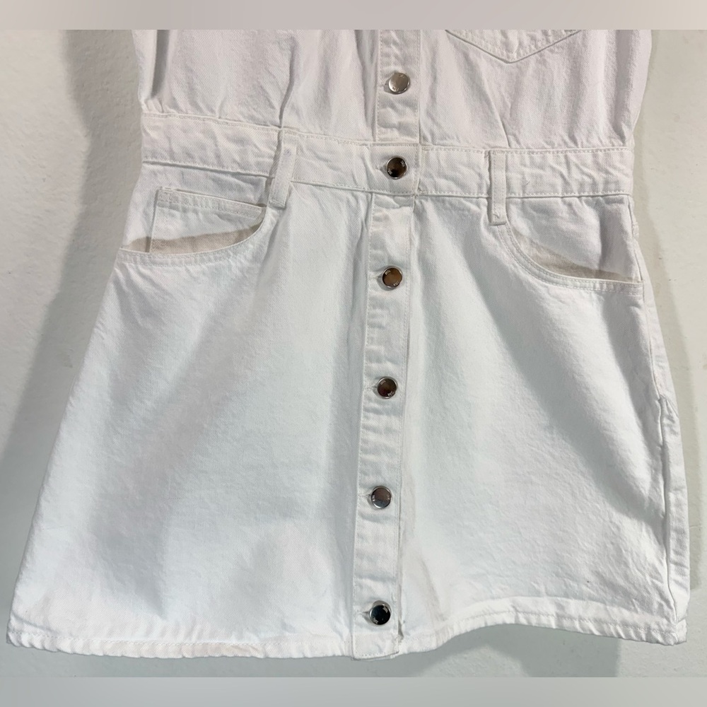 NWT ZARA WHITE DENIM MINI DRESS Size XL - Picture 6 of 9